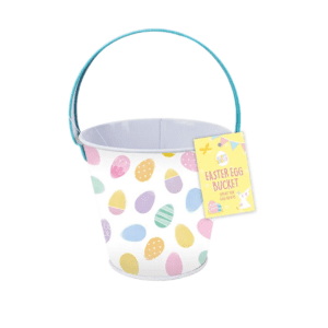 Metal Easter Treat Bucket - White